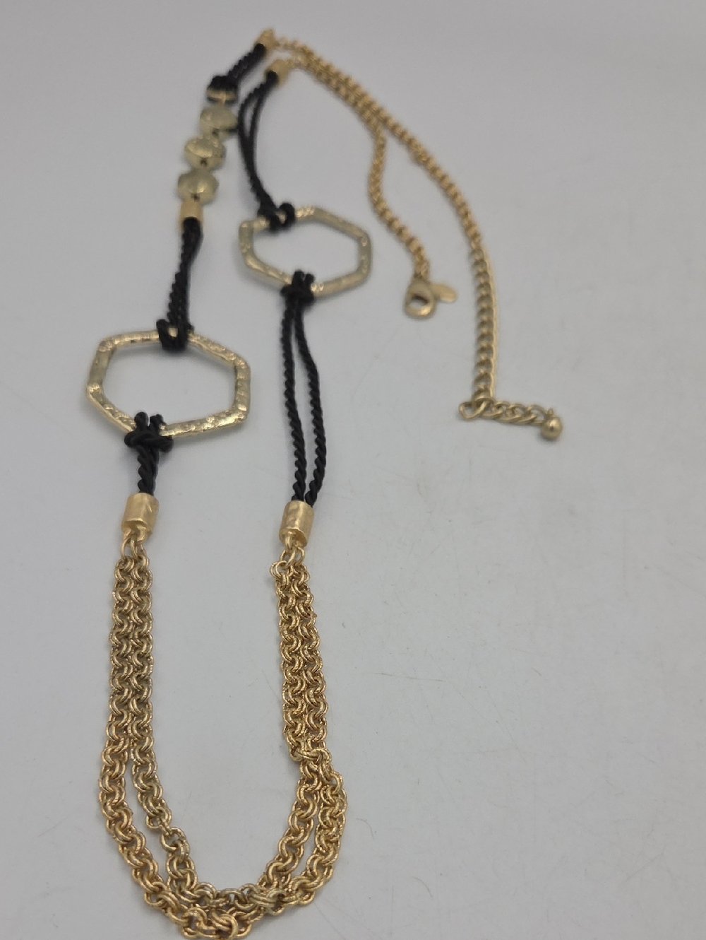 Chico's Gold and Black Layered Chain Necklace